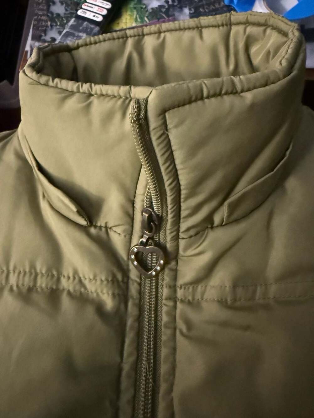 Maurices Women Green Puffer Vest Size M Zip Front Stand Collar